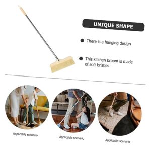 MOLUCKFU Solid Wood Bristle Broom Push Broom Carpet Rake Scrub Mop Kitchen Bristle Broom Long Handle Bristle Broom Bristle Deck Broom Garage Floor Scrubber Kitchen Broom Bristle Hair