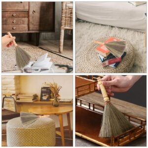 2pcs Broom Small Broom Sweeping Cleaning Brush Straw Broom Desktop Brooms Cleaning Brooms Short Handle Broom Desk Dust Broom Small Handmade Broom Desk Cleaning Broom Sorghum Grass GAROZATION