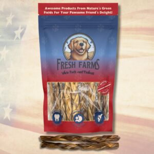 Fresh Farms Braided Collagen Sticks for Dogs 10 Pack - 6 Inches - Long-Lasting Alternative to Bully Sticks, Rawhide-Free Collagen Chews w/Chondroitin & Glucosamine for Joint Support & Dental Health