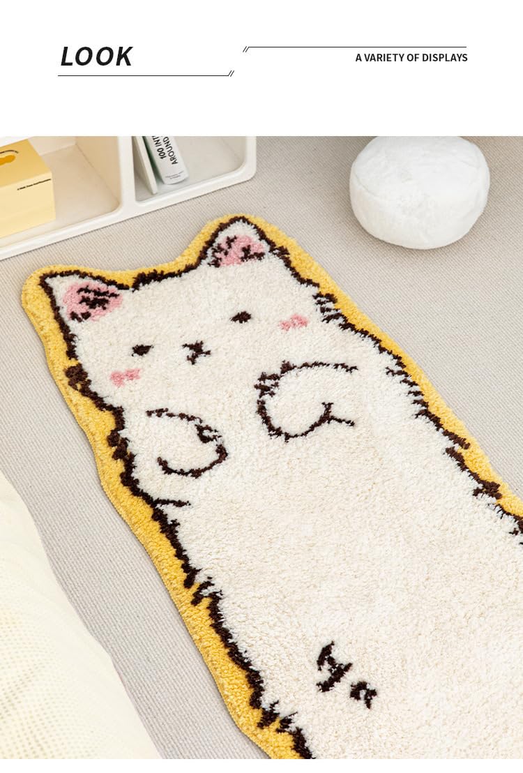 Cat Tufted Rug, Cat Shaped Rug, Irregular Shaped Rug, Fun Animal Shaped Cartoon Room Floor Mat, Soft Bedside Rug for Bedroom, Cat Doormat, Living Room Decoration (B, 40 * 80cm/15.75 * 31.49in)