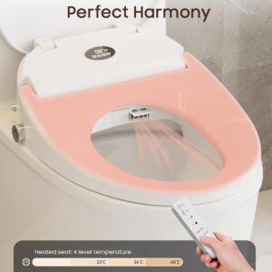 Electronic Elongated Bidet Toilet Seat: GREENEVER Smart Bidet Warm Water Rear and Front Wash Warm Air Dryer & LED Light, Multiple Spray Modes Wireless Remote Seat Sensor, Bidet Attachment for Toilet