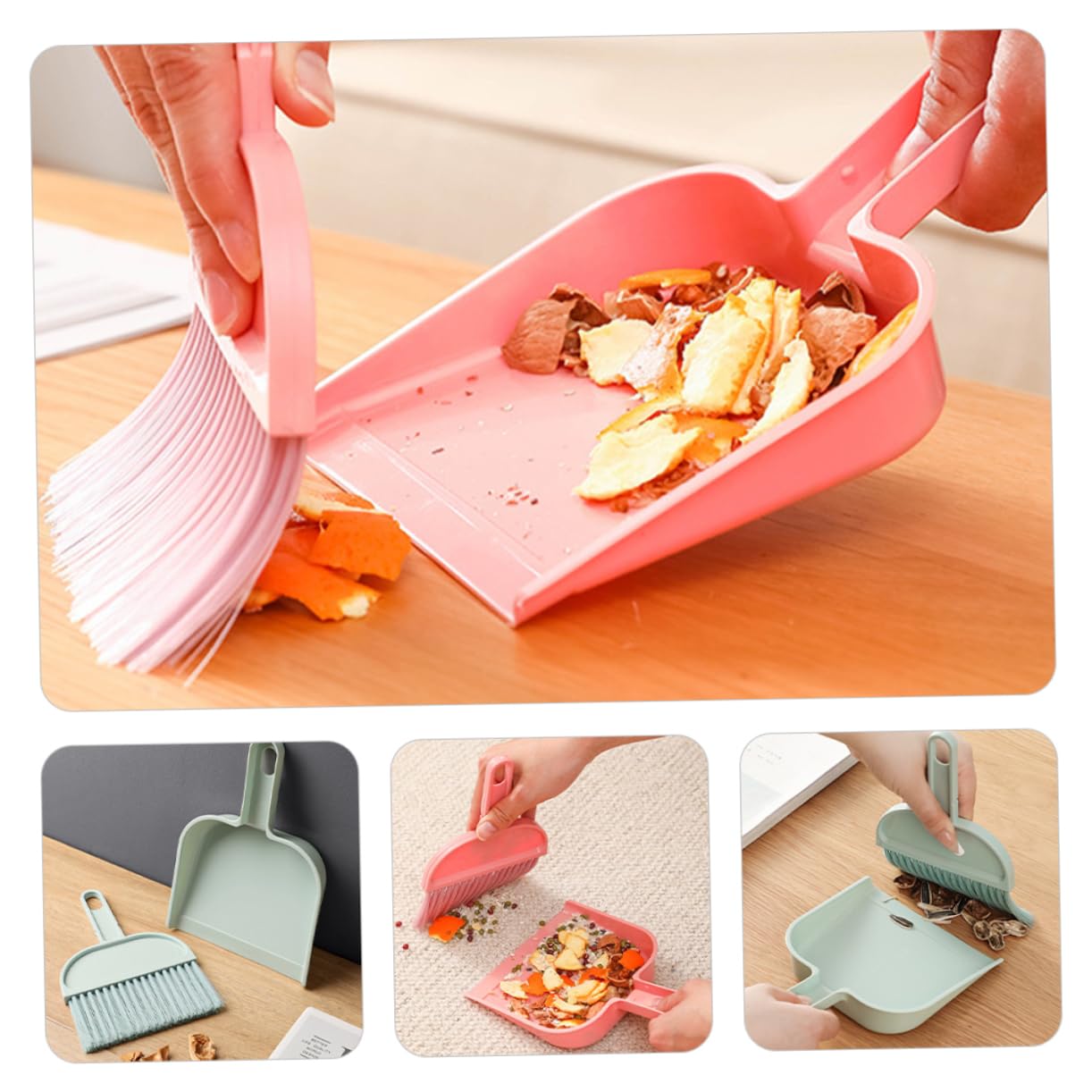 Amosfun 2 Set Mini Dustpan Mini Cleaning Brush Mini Cleaning Broom Small Hand Broom Hand Broom and Tiny Cleanning Whisk Broom Desk Cleaner Portapotty Mini Desktop Tiny Cleaning Broom Pp