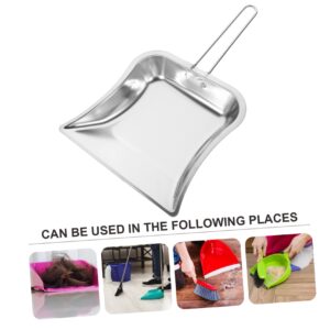 Amosfun Desktop Dustpan Small Steel Dustpan Indoor Portable Crobars Keyboard Cleaning Pan Industrial Dust Pan Hand Scrubber Artificial Scrubbing Brush Trash Sweeping Stainless Steel Silver