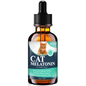 ipotao cat melatonin - cat calming products for stress & anxiety relief, melatonin for cats' sleep aid, cat relaxer calming drops, support restful sleep for your cat, 1 fl oz