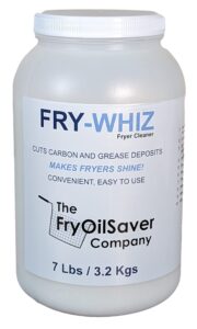 fry-whiz deep fryer cleaner, deep fryer with basket cleaner, fryer boil out powder, commercial fryer cleaner, removes carbon, grease deposits, stains, rust in deep fryers (case of 4-gallon)