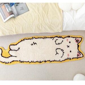 Cat Tufted Rug, Cat Shaped Rug, Irregular Shaped Rug, Fun Animal Shaped Cartoon Room Floor Mat, Soft Bedside Rug for Bedroom, Cat Doormat, Living Room Decoration (B, 40 * 80cm/15.75 * 31.49in)