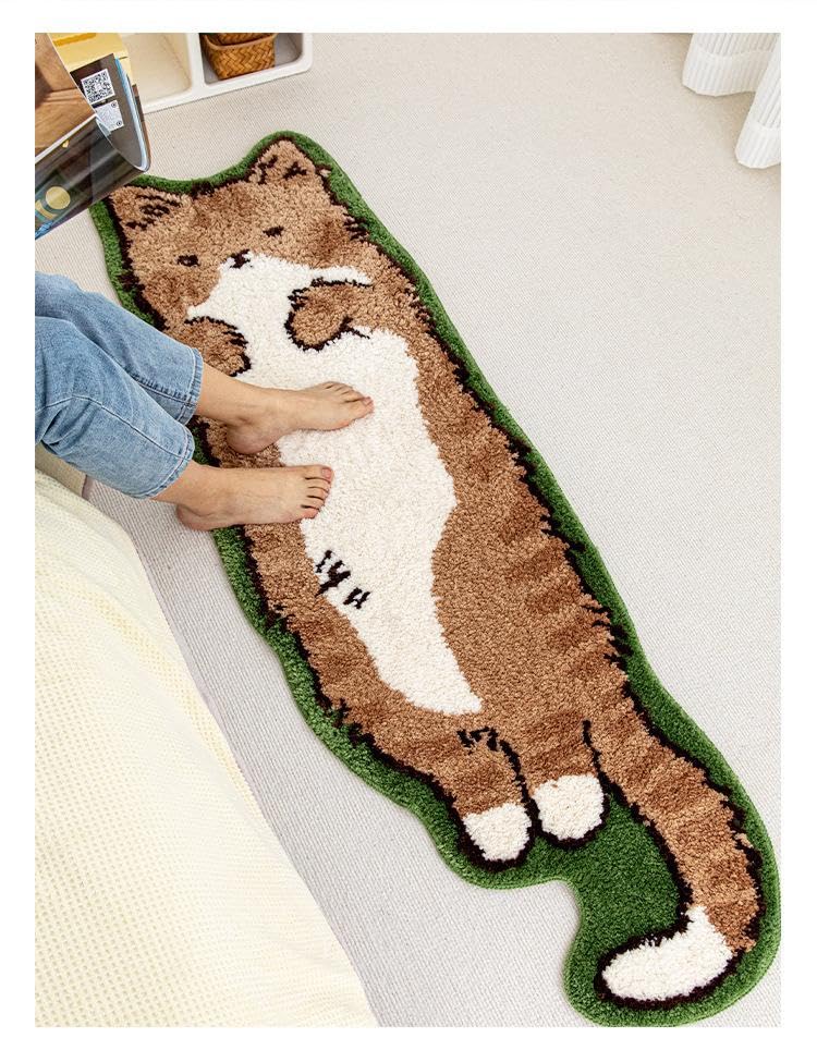 Cat Tufted Rug, Cat Shaped Rug, Irregular Shaped Rug, Fun Animal Shaped Cartoon Room Floor Mat, Soft Bedside Rug for Bedroom, Cat Doormat, Living Room Decoration (B, 40 * 80cm/15.75 * 31.49in)