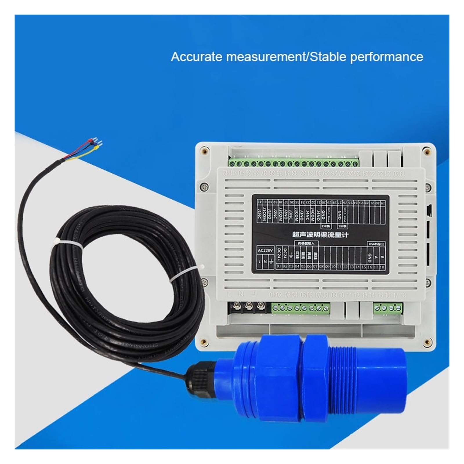 Integrated Open Channel Ultrasonic Flow Meter, Flume Farmland Irrigation Sewage Flow Meter 4-20mA with 10m Cable - Long Lasting(with Micro Printer)