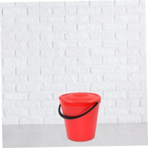 HOOTNEE Plastic Bucket Lid Water Pot Lid Trash Can Covers Trash Can Accessory Waste Container Lid Bucket Locking Lid Waste Container Cover Pail Cover Trashcan Waste Bin Lid Replacement Red