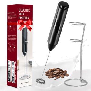 yssoa electric milk frother handheld with stainless steel stand battery operated whisk drink mixer for coffee, frappe, latte, hot chocolate, matcha, mini hand blender 2024 version