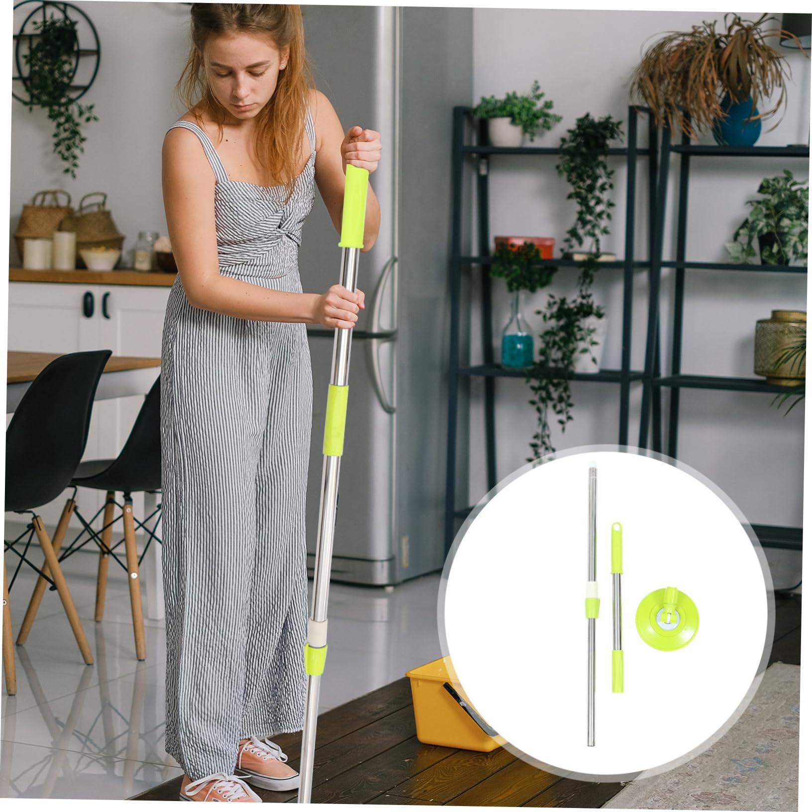 Outanaya 1 Set Mop Pole Rotating Mop Accessory Rod Mopping Replacement Rotating Commercial Mop Handle Mop Rod Mop Handle Replacement Floor Cleaner Mop Rotating Mop Part Pole Green Plastic