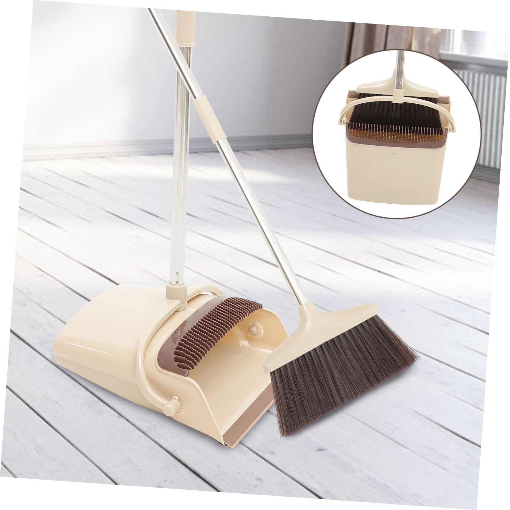 HONMEET 1 Set Broom Set Home Broom Dustpan Kit Carpet Rake for Pet Hair Hand Broom Cleaning Outdoor Tools Standing Dustpan Dust Pan Handle Broom Wok Household Brooms Kitchen Brooms Plastic