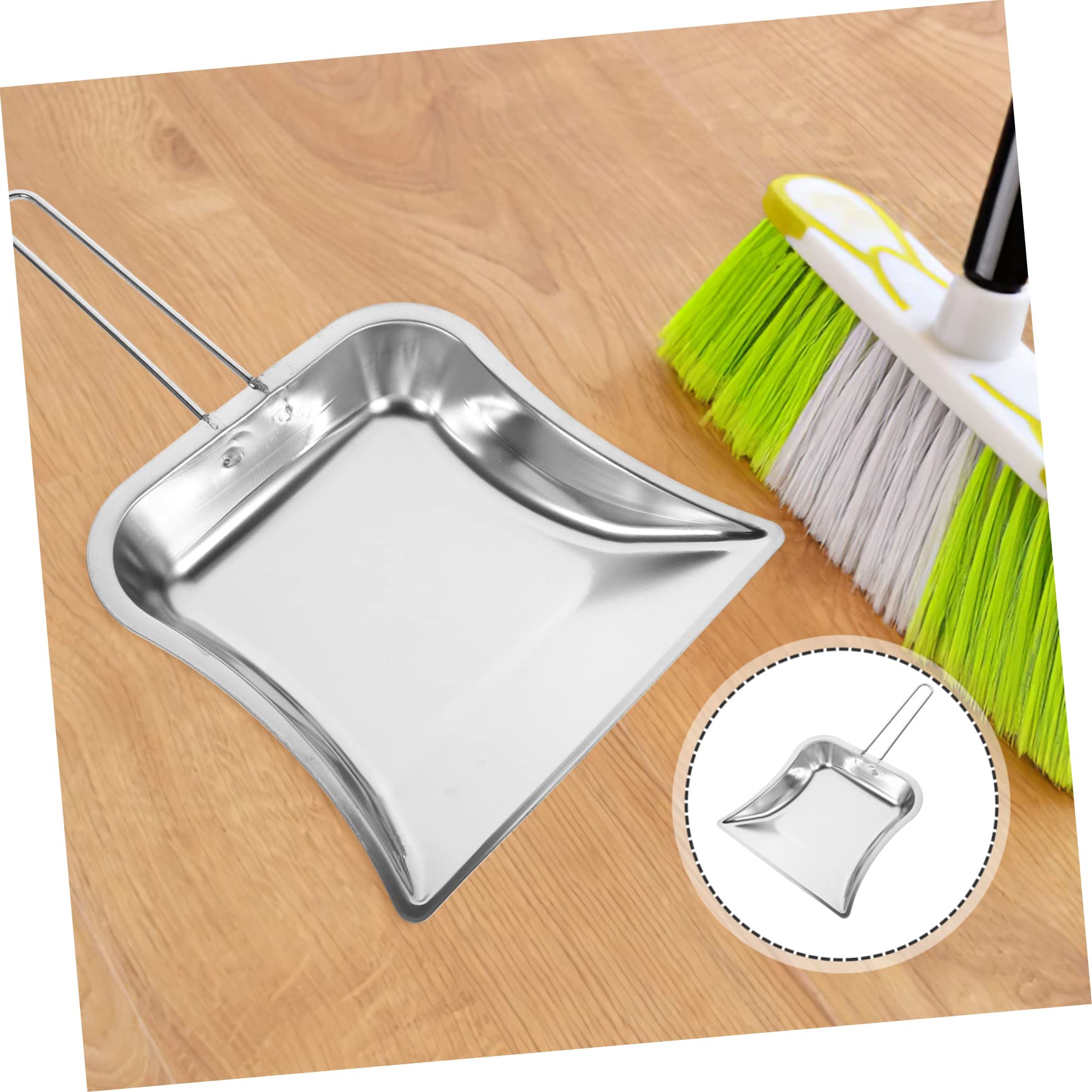 Amosfun Desktop Dustpan Small Steel Dustpan Indoor Portable Crobars Keyboard Cleaning Pan Industrial Dust Pan Hand Scrubber Artificial Scrubbing Brush Trash Sweeping Stainless Steel Silver