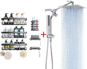 veken shower caddy&rain shower heads with handheld spray combo