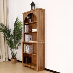 Janmer Home 71" Tall Narrow Bookshelf, Modern 5-Tier Arched Bookshelf, Arched Narrow Bookcase with Open Display Storage Shelf for Office, Living Room (Walnut, 71inch 1pcs)