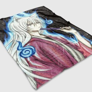 Lmuwecno Mysterious Fox Japanese Blanket, Anime Fox Throw Blanket Japanese Sofa Blanket Super Soft Warm Lightweight Throw Blanket (2,L60in x W50in (152x127cm))