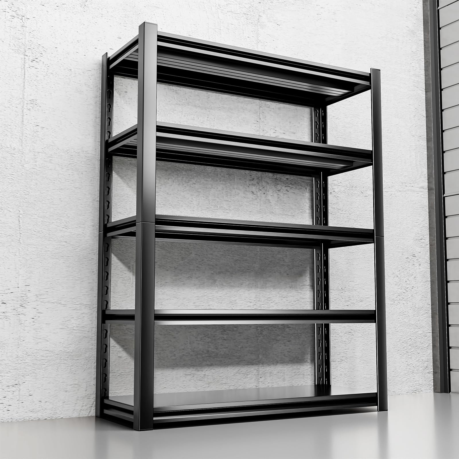 5 Tier Garage Shelving Units 72" H Storage Adjustable Shelves 2500LBS Heavy Duty Metal Shelves Utility Industrial Shelving Rack for Garage Warehouse Pantry Basement,Black (15.7" D×35.4" W×72" H)