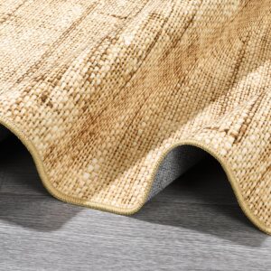 GarveeHome Living Room Rug 5x7 Rug Washable Rug for Bedroom Modern Rug Non Slip Braided Print Farmhouse Rug Soft Throw Rugs Low Pile Stain Resistant Carpet for Office Nursery Dining Room 5'x7' Natural