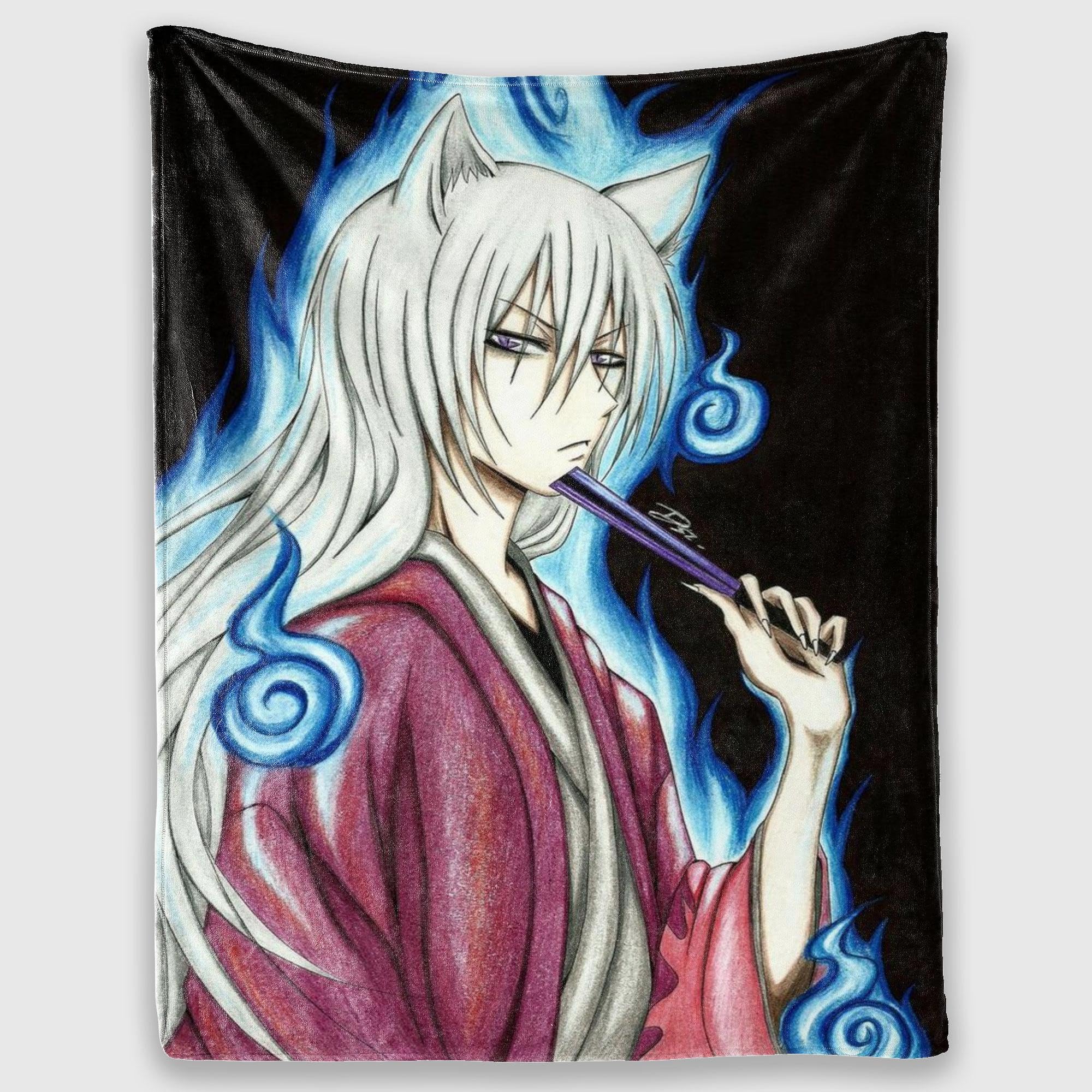 Lmuwecno Mysterious Fox Japanese Blanket, Anime Fox Throw Blanket Japanese Sofa Blanket Super Soft Warm Lightweight Throw Blanket (2,L60in x W50in (152x127cm))