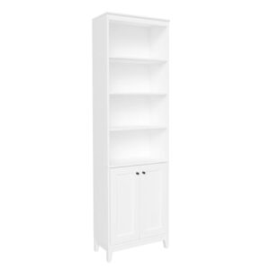 prepac yaletown bookcase with doors, white storage cabinet with doors and shelves, accent cabinet 23.75" w x 79.50" h x 12.25" d, wsbr-2310-1