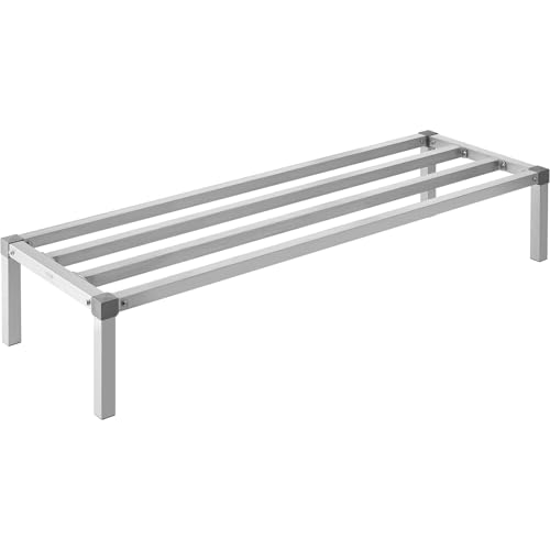 VEVOR Aluminum Dunnage Rack, 60” x 20” Commercial Food Floor Rack, 12” Off The Floor, 1000 lbs Capacity All-Welded Aluminum Storage Rack, for Storage in Restaurants, Kitchens, Garages and Vehicles