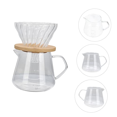 GRADENEVE 1 Set Coffee Maker Manual Coffee Brewer Drink Pitcher Clear Coffee Cups with Lids Coffee Filter Drip Coffee Machine Espresso Coffee Pot Tea Dispenser Wooden