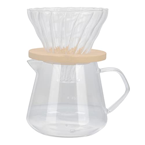 GRADENEVE 1 Set Coffee Maker Manual Coffee Brewer Drink Pitcher Clear Coffee Cups with Lids Coffee Filter Drip Coffee Machine Espresso Coffee Pot Tea Dispenser Wooden