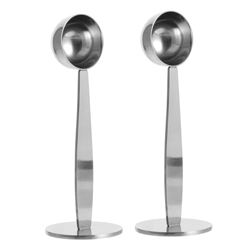 Mikinona 2 Pcs Coffee Spoon Coffee Tamper Spoons Coffee Espresso Machine Coffee Bean Pressing Tools Condiment Spoons Measuring Spoons Double-headed Tampers Tea Scoops Stainless Steel Silver