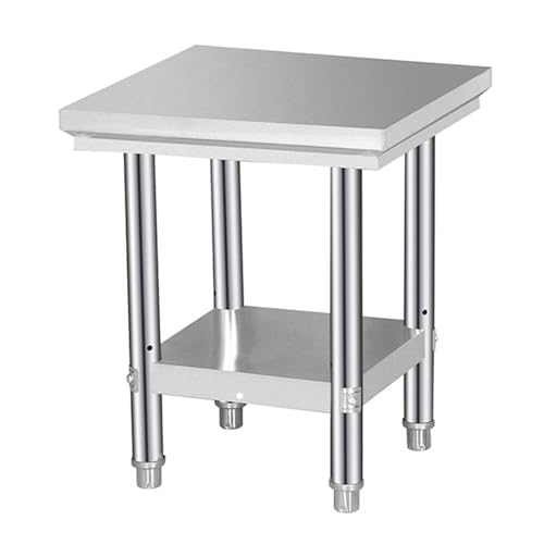 Double Workbench Commercial Stainless Steel Workbench Open Floor Standing Shelves Metal Table is Sturdy and Stable Suitable for Kitchen Restaurant Outdoor Warehouse