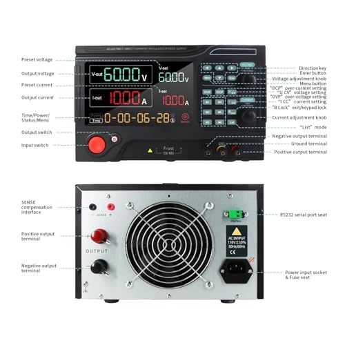 Arionyx Programmable DC Regulator Adjustable 300V 5A 1500W Converter Switching Laboratory DC Power Supply(220V,USB_300V 5A 100MV 10MA)