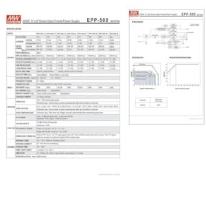 TorqCali EPP-500-27 500W 27V 18.5A Open Frame Power Supply, 80-264VAC, High Efficiency, 5x3 Compact Design, Reliable for Industrial Automation, Robotics, and More