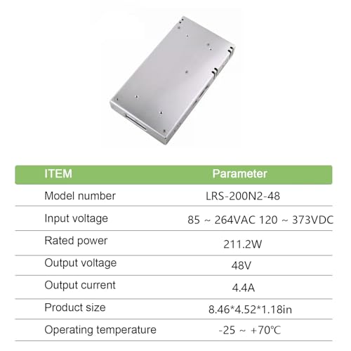 Safe & Protected FerroFab LRS-200N2-12 200W 48V 4.4A Industrial Power Supply - Built-in Protections, Prevents Equipment Damage, Ensures Reliable Operation, Ideal for Automation