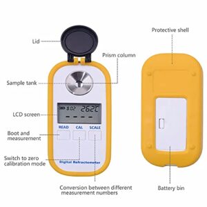 PODEC Refractometer Honey, Honey Moisture Tester with Protection Cap, 15-30℃ Temperature Measurement Range, 0-90% Range, Resolution 0.1%, for Honey, Maple Syrup, and Molasses, Bee Keeping