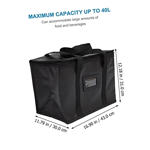 NAMOARLY Insulation Bags Large Insulated Food Bag Food Bag Shopping Cart Bags for Groceries Jumbo Insulated Bag Insulated Food Carrier Bag Cooler Bag Foldable Lunch Bag Black Woven