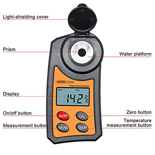 PODEC Fruit Refractometer, 0-55% Range Brix Meter, Sugar Sweetness Meter with ATC 10~80°C, ±0.5Brix/1°C Accuracy, High-Precision and Portable, for Food Suger Content Measurement