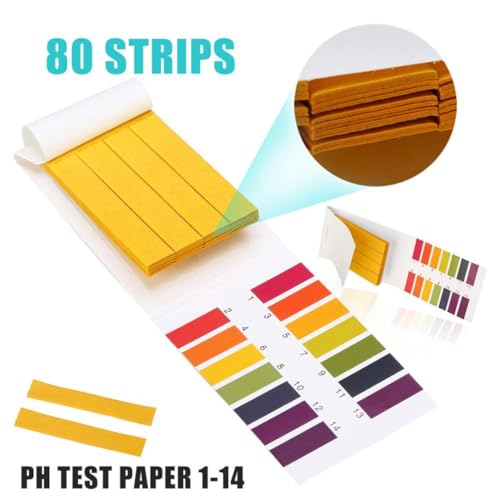 P H Test Strips,P H 1-14 Test Paper,Packs of 80 P H Litmus Paper,1-14 Alkaline Acid Test Paper for Urine,Saliva,Drinking Water,Pool,Spa,Soap,Fish Tank and Liquids