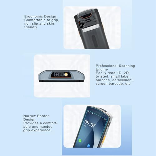 Handheld Barcode Scanner, IP65 Waterproof, 4GB RAM 64GB ROM, 4G BT Connection, 5.5 Inch Color Full Screen, 1D 2D NFC