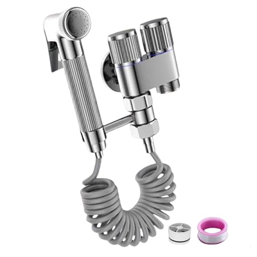 Small Toilet Bidet Sprayer Attachment With 1 In 2 Out Valves Hand Operated Faucet Sprayer Set For Efficient Washing