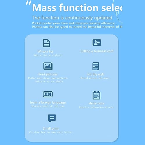 ANGGREK Pocket Printer, Portable Mini Printer Practical Lightweight 200 DPI Resolution Labor Saving with 1 Roll of Paper for Labels