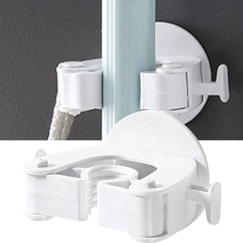 ZlxJJYY Modern Wall Mounted Mop Holder - Stylish Broom Hanger for Bathroom, Laundry Room, Kitchen, Closet - No Drill Installation, ABS Material - Space Saving Organizer