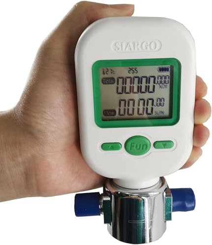 BHYIQI Digital Gas Mass Flow Meter Gas Flowmeter with Range 0 to 20L/Min Accracy ±2.5+0.5FS% Password Setting Alarm Function