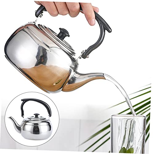 FELTECHELECTR Stainless Steel Teapot Espresso Machine Water Boiling Container Espresso Pitcher Coffee Kettle Travel Kettle Household Water Pot Stovetop Water Tea Kettle Camping Tea Kettle Silver