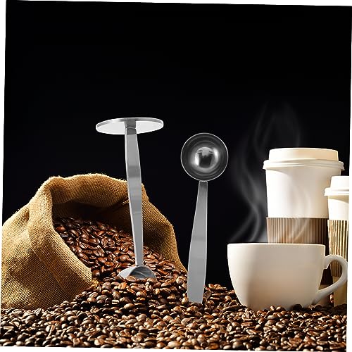 Mikinona 2 Pcs Coffee Spoon Coffee Tamper Spoons Coffee Espresso Machine Coffee Bean Pressing Tools Condiment Spoons Measuring Spoons Double-headed Tampers Tea Scoops Stainless Steel Silver