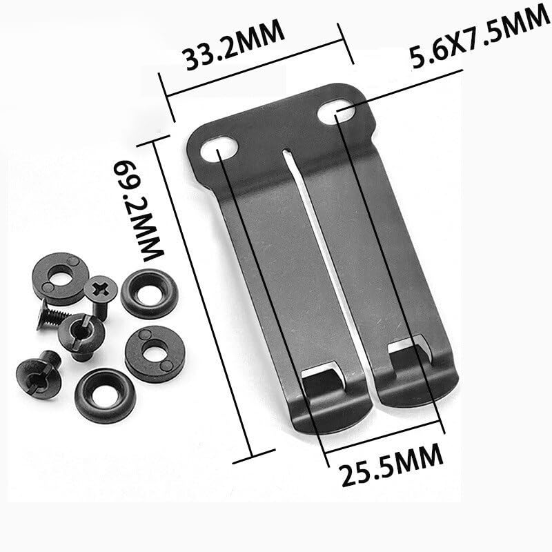 10 Sets Deep Carry Pocket Clips with Screws Fit for Knife Case Kydex Sheath, Premium Steel Back Clip Belt Clip