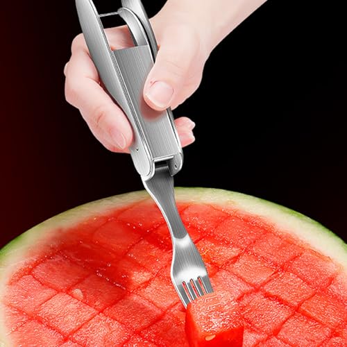 Watermelon Cutter Slicer Tool Watermelon Cutter Stainless Steel 2-in-1 Watermelon Slicer 8x1.2'' Portable Fruit Cutter for Mango Cantaloupe Camping Picnic