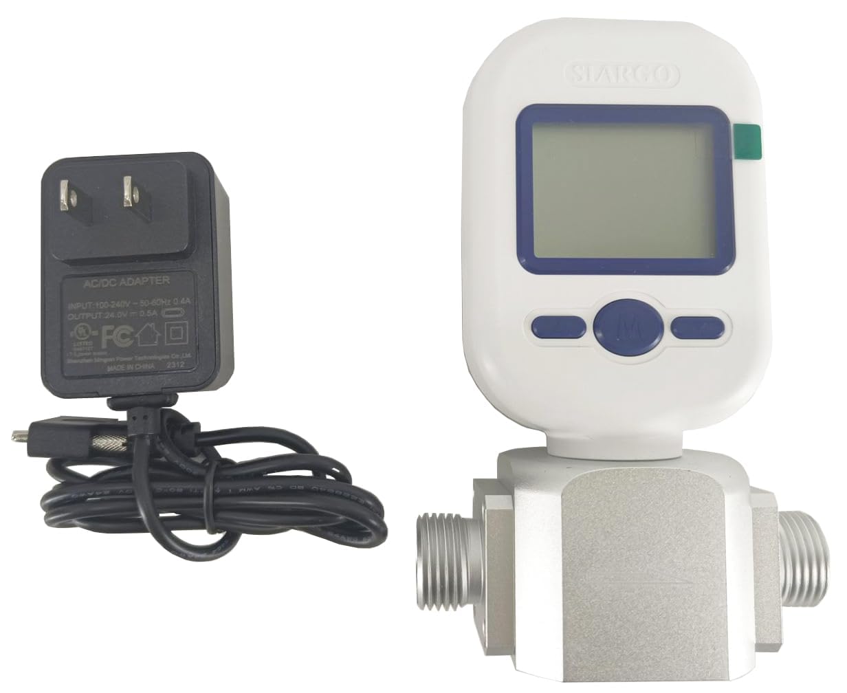 BHYIQI Gas Mass Flow Meter Digital Gas Mass Flow Tester with Range 0 to 250L/Min Precision 士2.0+0.5FS% 12 mm Tube Diameter