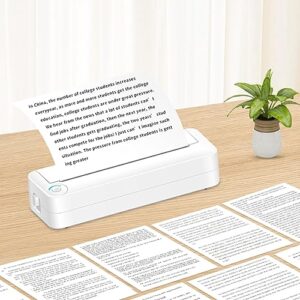 ANGGREK Thermal Printer, 2500mAh Battery Compact Design Inkless Printing Machine A4 Size High Compatibility for Home School Office