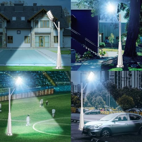 3 Pack Solar Parking Lot Lights, Waterproof Solar Street Light with 1152 Light Beads, IP67 Outdoor Light with 240 Degree Coverage, Motion Sensor Black