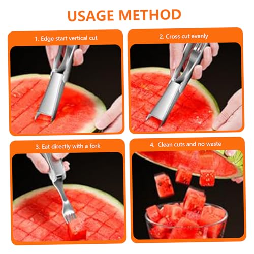 Watermelon Cutter Slicer Tool Watermelon Cutter Stainless Steel 2-in-1 Watermelon Slicer 8x1.2'' Portable Fruit Cutter for Mango Cantaloupe Camping Picnic