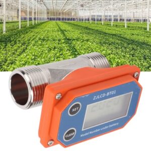 Water Sensor,Digital Water Meter with LCD Display,High Accuracy Stainless Steel Flowmeter for Water Plant,Swimming Pool,Fish Pond,10 to 120L per Minute,Withstand Pressure